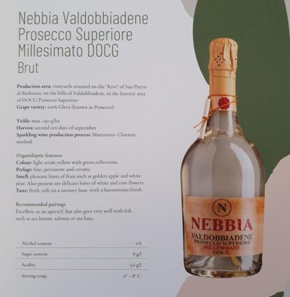 Vedova Prosecco Nebbia Valdobbiandene Superiore Millesimato DOCG Brut 0,75 l